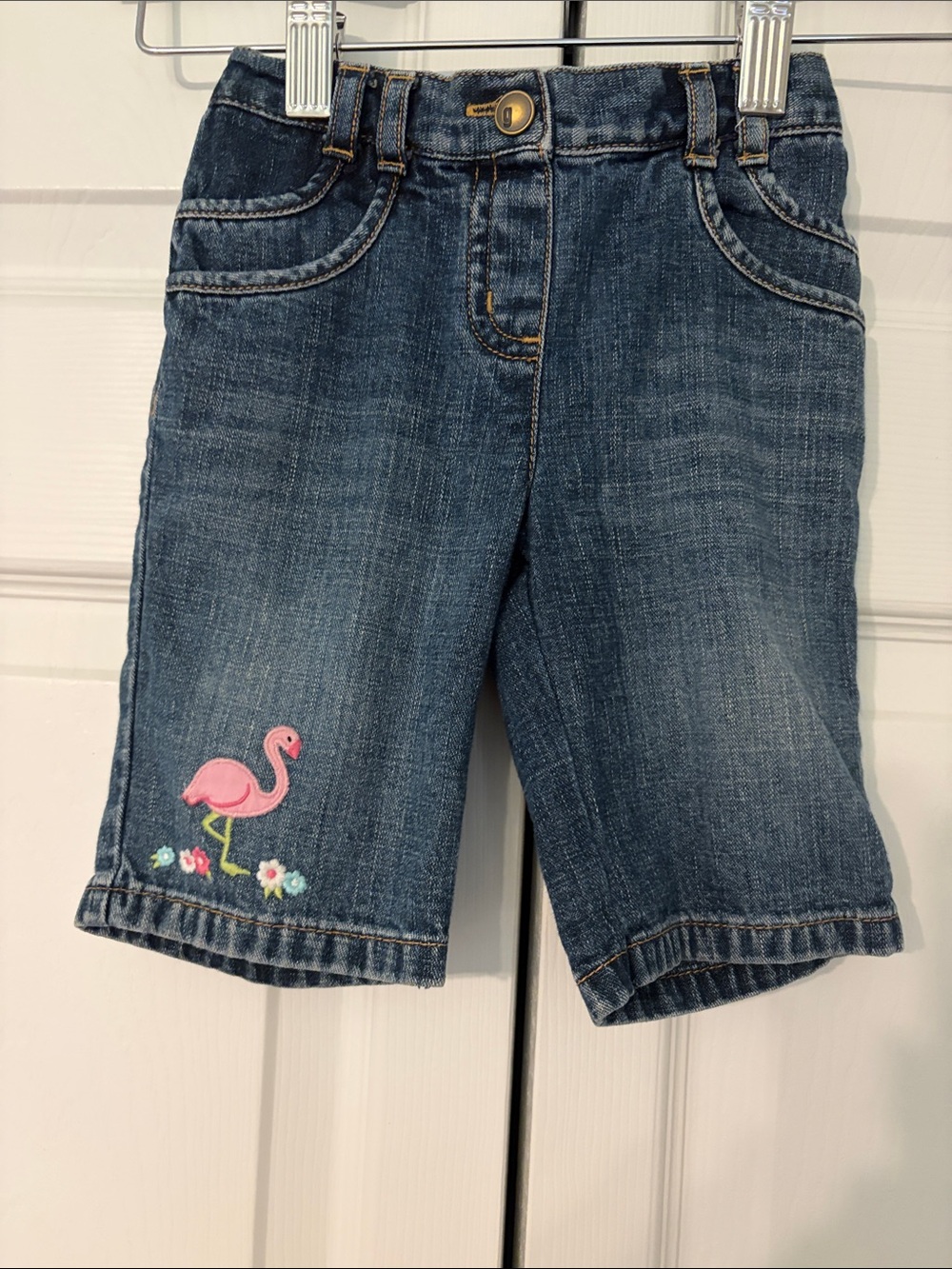 Gymboree Island Fun 2007 With Flamingos & Flowers Embroidery Size 12-18 Months